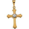 Beaded-Edge Cross Pendant With Diamond