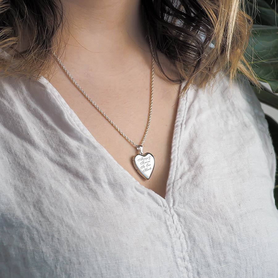 14K White Gold Always & Forever In My Heart Photo Locket