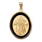 Saint Christopher Black Onyx Oval Bezel Frame Medal