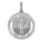 Large Saint Sebastian Diamond Religious Medal