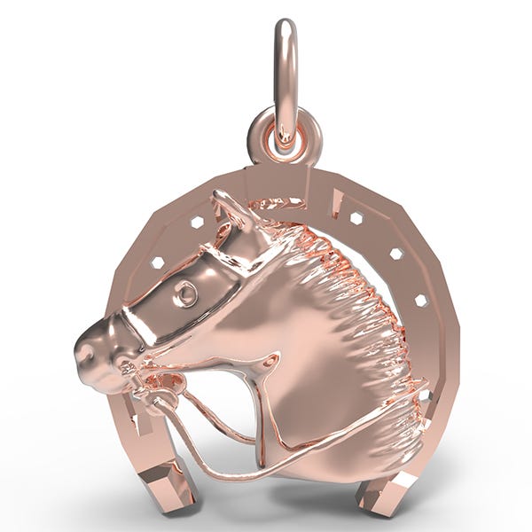 Horse Head with Horseshoe Charm