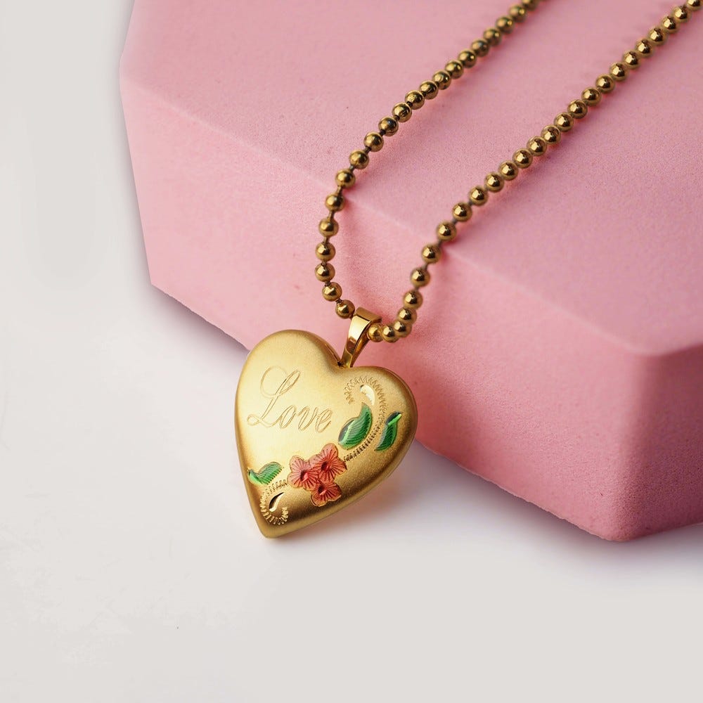 14K Gold Filled Love Heart Photo Locket