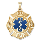 Firefighter Emt Badge with Blue Enamel