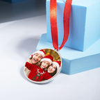 Stainless Steel Round Photo Engraved Ornament