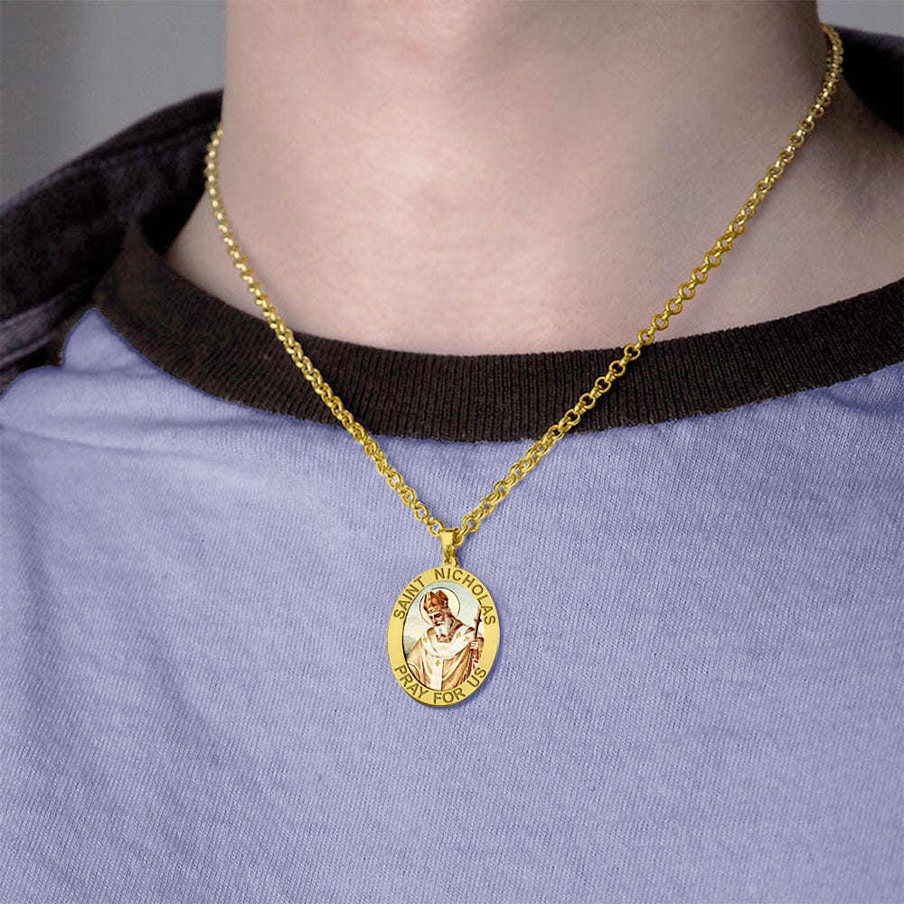 Saint Nicholas Oval Religious Medal "Color"