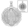 Saint Benedict Scalloped Round Religious Medal
