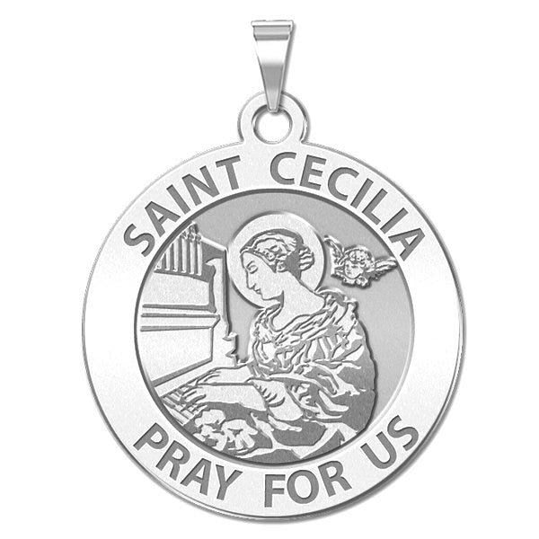 Saint Cecilia Round Religious Medal (Piano Organ)
