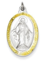 Miraculous Medal Polished Oval Pendant Charm