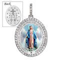 Large Miraculous Medal Diamond Oval Medal