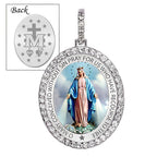 Large Miraculous Medal Diamond Oval Medal