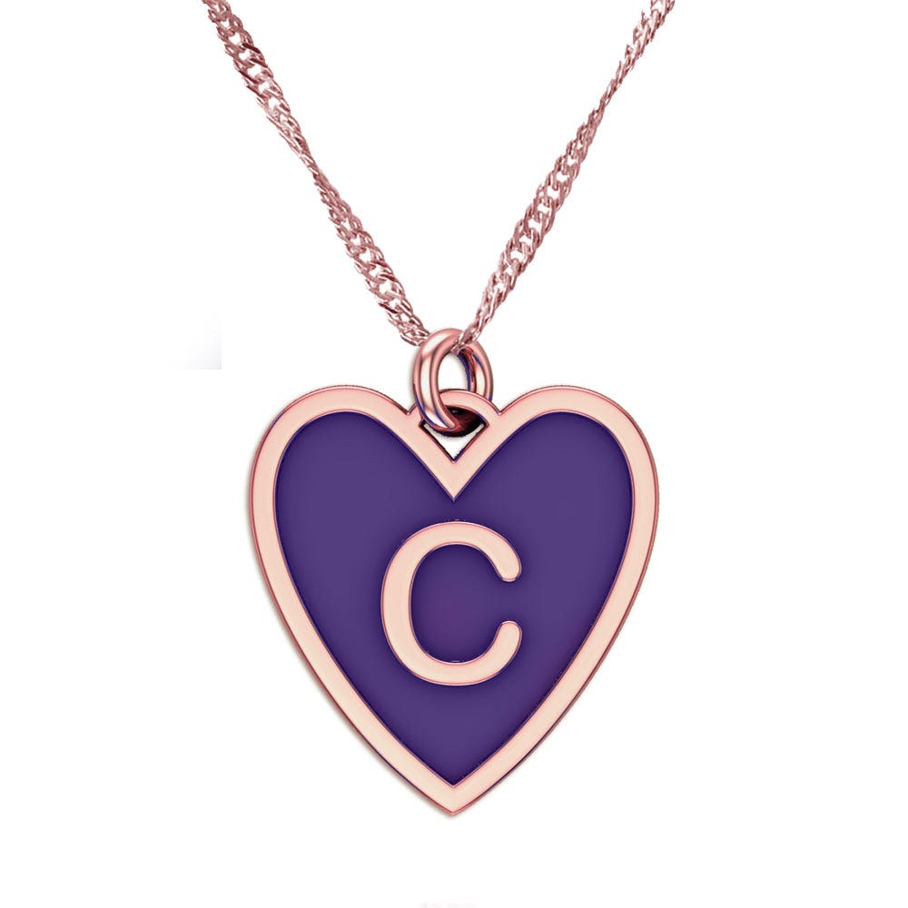 Dainty Color Initial Heart Necklace