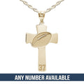 Football Stitch Engraved Cross Pendant with Number