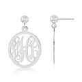 Oval Shaped Monogram Vine Script Post Dangle Earrings