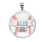 Color Enameled Baseball Pendant with Name & Number