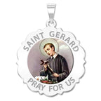 Saint Gerard Scalloped Round Religious Medal "Color