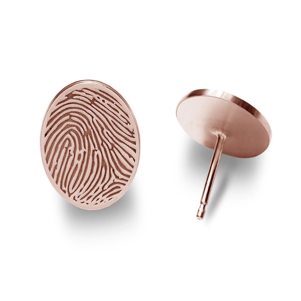 Custom Fingerprint Oval Earrings
