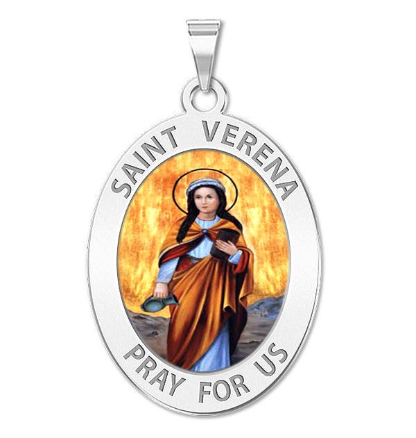 Saint Verena Oval Religious Medal Color