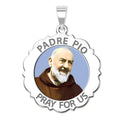 Padre Pio Scalloped Round Religious Medal