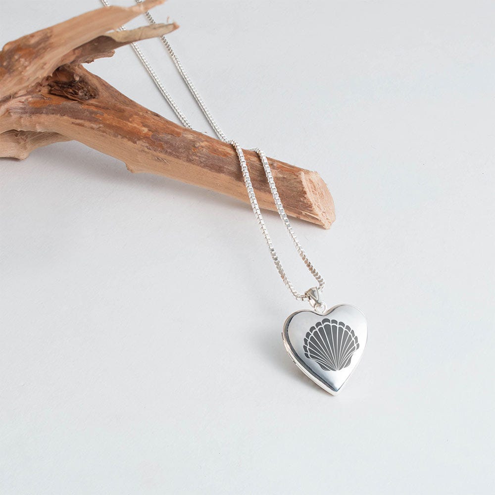 Seashell Heart Photo Locket