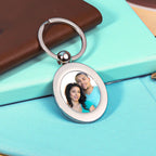 Stainless Steel Photo Oval Keychain