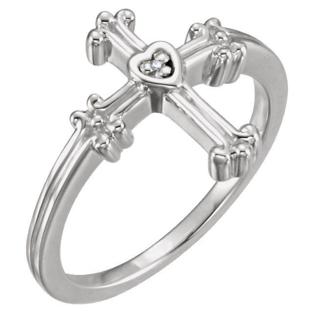 Trefoil Heart Cross Ring With Diamond Accent