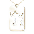 Football Player Kneeling Cut-Out Rectangle Pendant