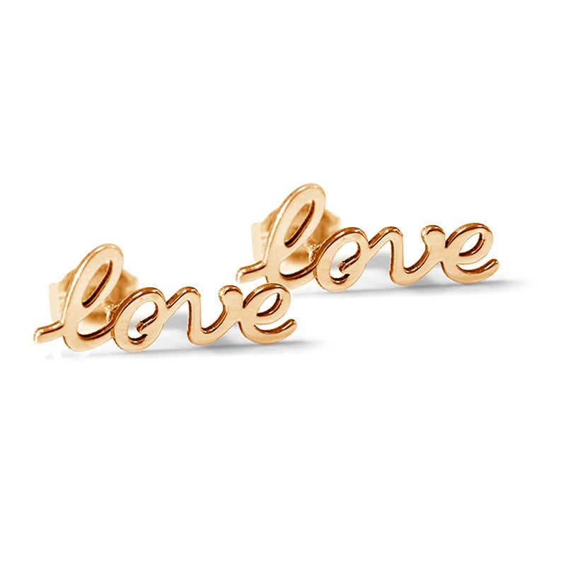 Pair of Script Love Earrings