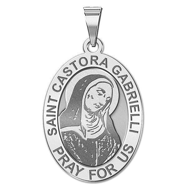 Saint Castora Gabrielli Round Religious Medal - Oval