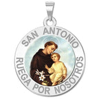 San Antonio Medalla Religiosa Redonda En Color