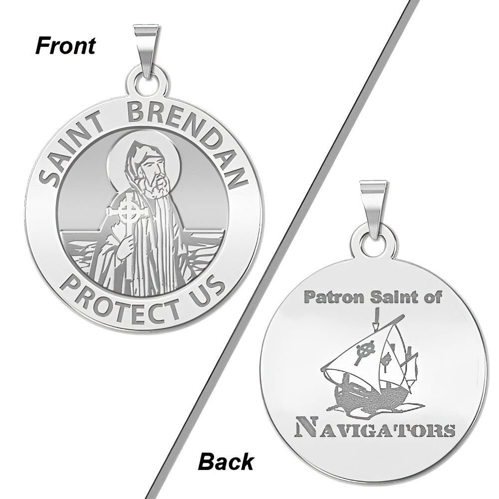 Saint Brendan Double Sided Navigator Round Religious Medal