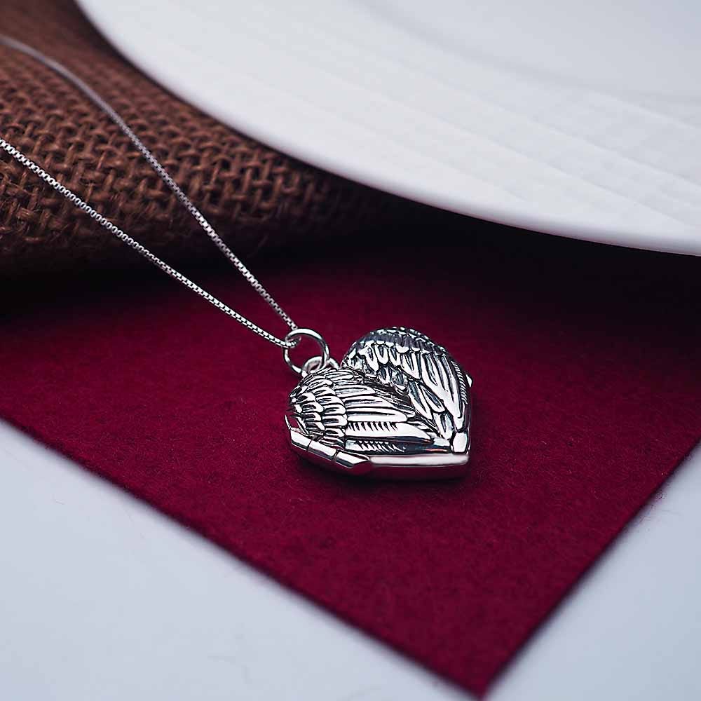 Angel Wing Heart Photo Locket
