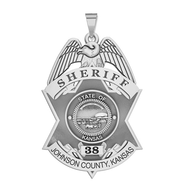 Personalized Johnson City Kansas Police Badge with Your Rank and Number