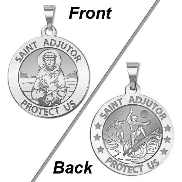 Saint Adjutor Doubles Sided Surfing Round Religious Medal