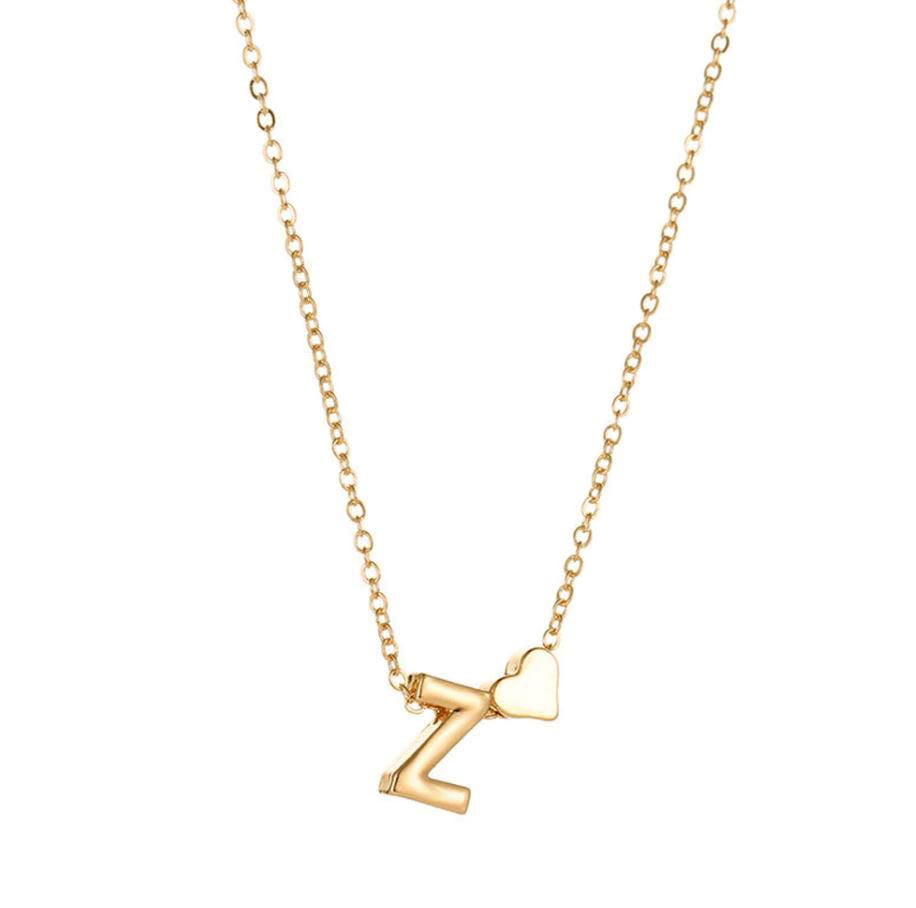 Petite Heart Initial Necklace with 18" Rolo Chain