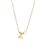 Petite Heart Initial Necklace with 18" Rolo Chain