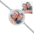 Round Photo Engrave Bracelet with 3. Curb Chain
