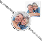 Round Photo Engrave Bracelet with 3. Curb Chain