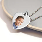 Stainless Steel Photo Engraved Heart Pendant with Chain