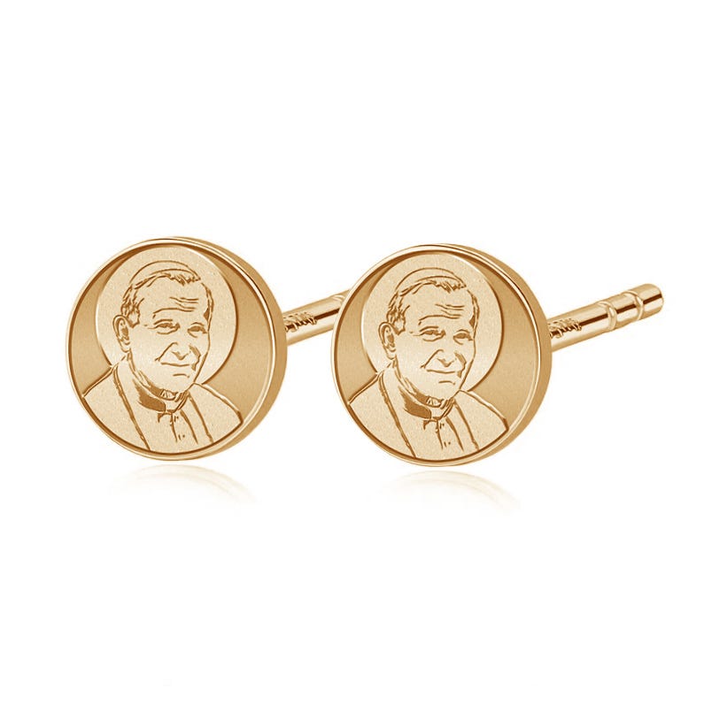 Pair of Pope Saint John Paul Ii Stud Earrings