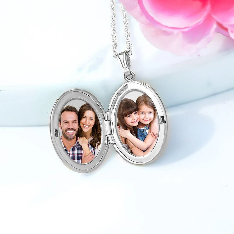 14K White Gold Large Oval Photo Locket