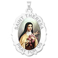 Saint Theresa - Scalloped Oval Religious Medal "Color"