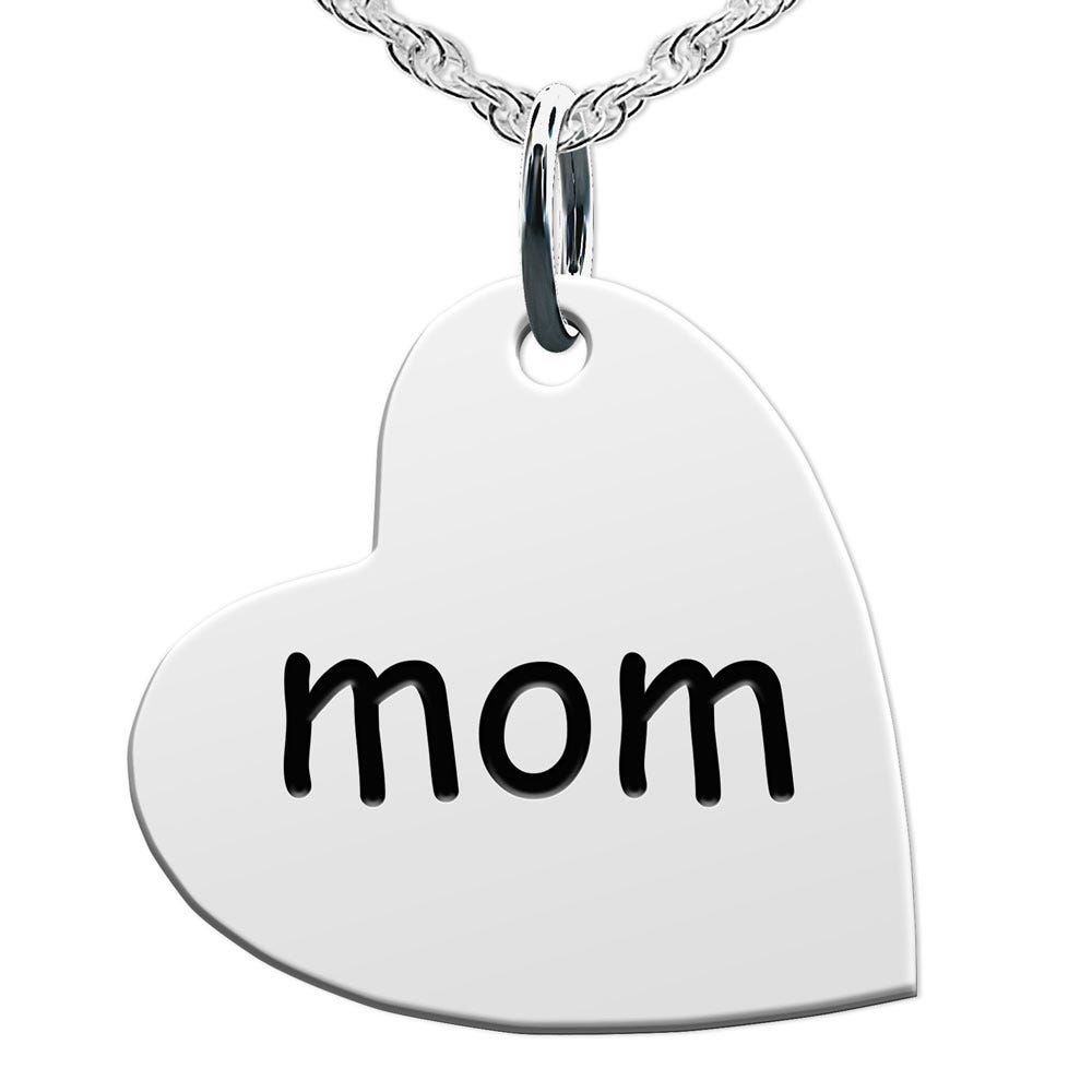Mom Sideways Heart Shaped Charm