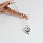 14K White Gold Dog Paw Print Heart Photo Locket