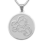 Mother with Son and Daughter - Round Pendant