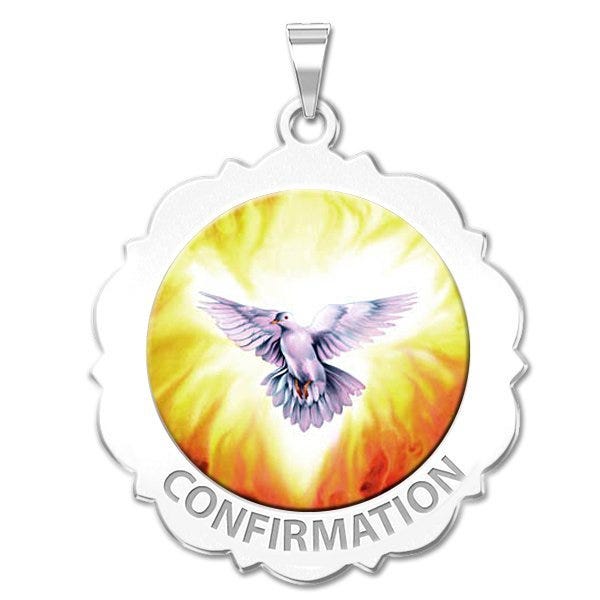 Confirmation Scalloped Round Religious Medal