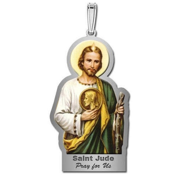 Saint Jude Outlined Color Religious Medal