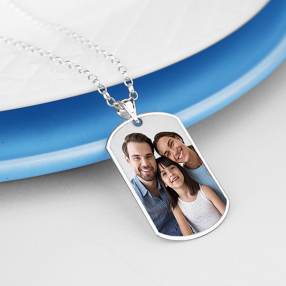 Photo Engraved Dog Tag With Border