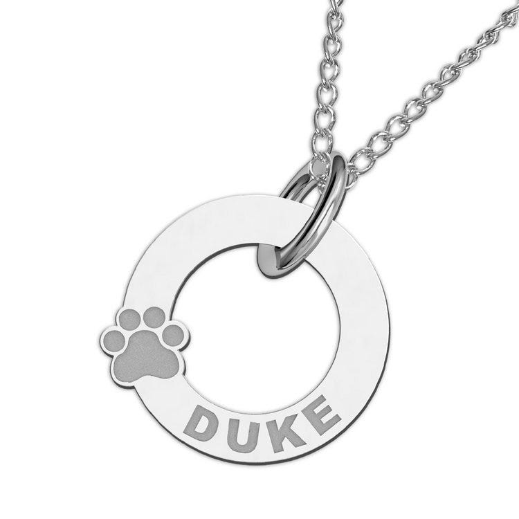 Personalized Circle Disc with Dog Paw & Name