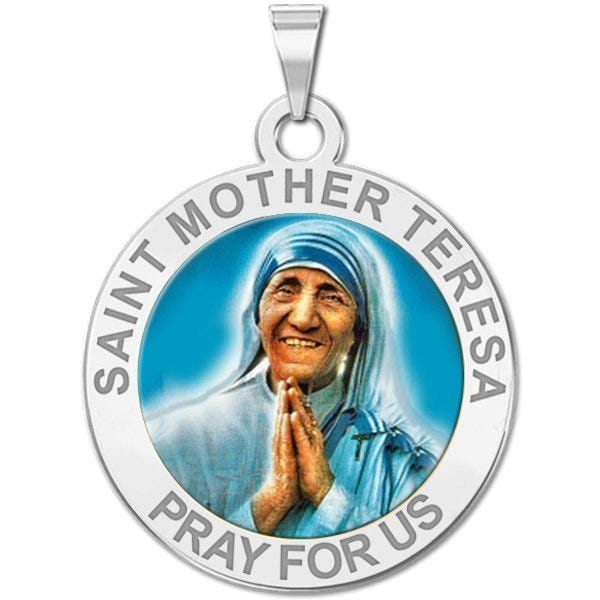 Saint Mother Teresa Religious Medal In Color