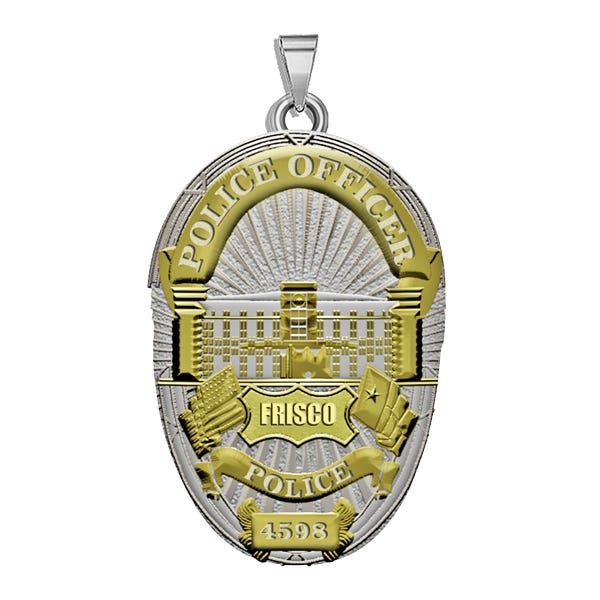 Personalized Frisco Texas Police Badge with Your Rank and Number